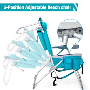 Sedia da Spiaggia Verde Menta 100kg 63*70*99cm Rialzata con Tessuto Oxford e Tubo in Alluminio Bianco Argento Capacità di Carico-100kg - Product Image 3