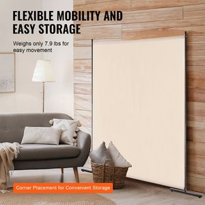 Single <b>Panel</b> 6FT Freestanding Indoor Partition Privacy <b>Screen</b> Room Divider for Room Separation - Product Image 5