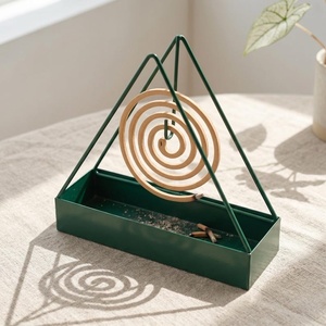 Quemador de Incienso Colgante de Metal Negro Moderno, Caja Rectangular con Marco Triangular, Recolector de Cenizas, Decoración para el Hogar - Product Image 4