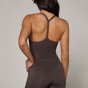 New Ladies U Neck Custom <b>Strappy</b> Back Design High Compression Sleeveless Body Fit Slim Tight Short Length Gym Tank <b>Top</b> - Product Image 2