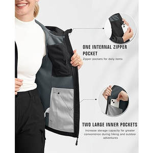 เสื้อแจ็คเก็ตซอฟต์เชลล์บุขนแกะสำหรับผู้หญิง เสื้อโค้ทมีฮู้ดน้ำหนักเบา กันลมและกันน้ำ สำหรับฤดูหนาว ฤดูใบไม้ร่วง และฤดูใบไม้ผลิกลางแจ้ง - Product Image 3