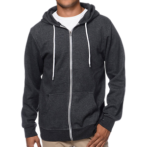 High Quality 300 Grams Heavyweight Zipper Hoody Fleece Hoodie Drop Shoulder No <b>Strings</b> Men 100% Cotton Lined - Product Image 5