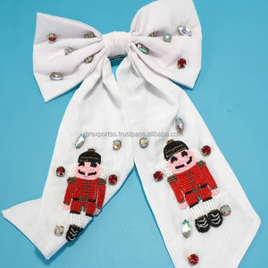 Lazo de pelo de Navidad Ho para niñas, diseño de sombrero de Papá Noel de satén grande para fiestas de invierno, regalos, animales de boda - Product Image 6