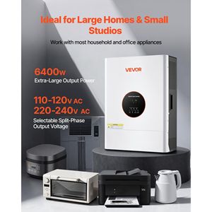 Inverter Solare Ibrido 6000W 48V 120V/240V Bifase con Regolatore Solare MPPT 120A Onda Sinusoidale Pura a Bassa Frequenza - Product Image 3