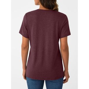 2025 dames été à manches courtes col en v plissé hauts affaires décontracté rétro Style occidental lâche fait soie mousseline de soie tricoté XL - Product Image 1