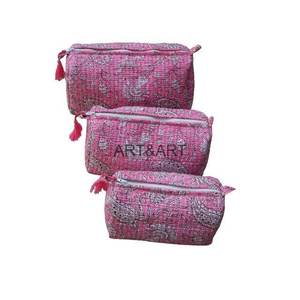 Bolsa de Maquillaje de Gran Capacidad, Ecológica, de Algodón Suave con Borlas, Linda Bolsa Cosmética Portátil con Cierre para Mujer - Product Image 3