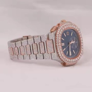 Moissanite Full Diamond High Quality Multifunctional Quartz Stainless Steel Luxury <b>Couple</b> Watch Wholesale Indian Manufacturer - Product Image 3