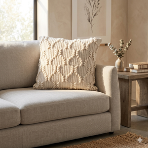 Funda de Cojín Decorativa Bohemia de Algodón y Poliéster Chenille Hecha a Mano con Estampado Geométrico y Nudos, 100% Poliéster - Product Image 1