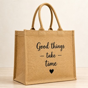 <b>Jute</b> Letter Pattern Tote <b>Bag</b> Woven Shopping <b>Bag</b> Reusable Carryall <b>Gift</b> Grocery <b>Bag</b> Rope Handle Zipper Closure Gujarat for Party - Product Image 3
