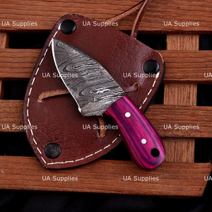 Couteau de chasse en acier Damas à lame droite, manche en bois, pour survie en extérieur, utilitaire, qualité industrielle, garantie 3 ans - Product Image 3