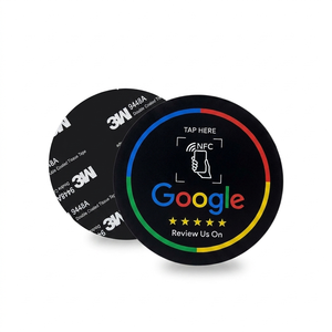 Tarjeta de reseñas de Google de PVC troquelada redonda personalizada, adhesiva, con código QR, para comentarios de negocios, tarjeta inteligente - Product Image 1