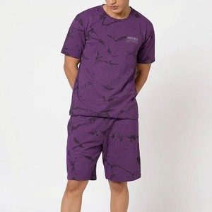 MEYBA SPORTS Men's Purple Crew Neck T-Shirt And Matching Shorts <b>Set</b> Printed Casual Summer Outfit Breathable <b>Knitted</b> Fabric - Product Image 5