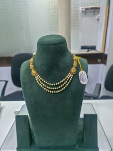 Collar de perlas con capas y cuentas, estilo tradicional indio con diseño de pavo real, de oro macizo de 22 quilates, para mujeres, ideal para bodas. - Product Image 3