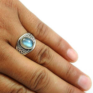 Anillo de Labradorita Retro para Hombre, Plata de Ley 925, Joyería Bohemia para Compromiso, Regalo o Fiesta, Superventas - Product Image 3