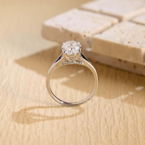 Split Shank 1Ct <b>Oval</b> Cut <b>Moissanite</b> Solitaire <b>Ring</b> 925 Silver With Rhodium Plated Anniversary Birthdays Charms Jewelry - Product Image 3