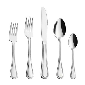 Ensemble de couverts durables en acier inoxydable, finition miroir, design écologique, cuillère, fourchette, couteau, collection de vaisselle pour usage commercial et domestique - Product Image 1