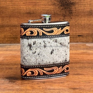 กระติกน้ำดีบุกผสมตะกั่วสแตนเลสทันสมัยขนาด7ออนซ์พร้อมกระเป๋าหนังถือขวดวอดก้าวิสกี้ขวดสะโพกที่หุ้มหนังวัว - Product Image 4