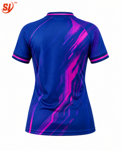 เสื้อฟุตบอลหญิงแบบสั่งทำพิเศษ ลายซับลิเมชั่นล้ำสมัย สำหรับทีม |   ฟุตบอลสีน้ำเงินโคบอลต์และสีม่วงแดง OEM - Product Image 4