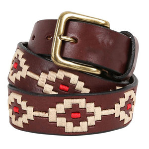 Wholesale Custom Men's Classic Star Genuine Leather Equestrian Polo Belt Embroidered Horse Riding Accessory for sale - Product Image 4