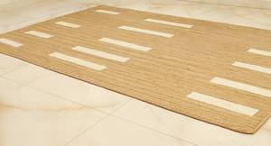 พรมปูพื้นทรงกลมลายทางสีขาวธรรมชาติถักด้วยมือจากเส้นใยปอกระเจา ขอบหยักสไตล์โบโฮ ตกแต่งบ้านสไตล์เรียบง่ายแต่หรูหรา - Product Image 2