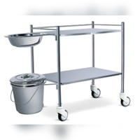 Chariot médical SS 202 avec bac à instruments, chariot chirurgical durable pour hôpital, mobilier robuste avec 4 roulettes noires indiennes