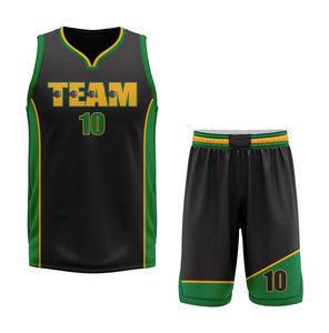 Ensemble d'uniformes de basket-ball d'équipe, maillot sans manches à col en V sublimé, short, séchage rapide, unisexe, adulte, 100% polyester - Product Image 2