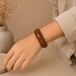 Pulseras de Madera Natural Pulida Hechas a Mano para Mujer, Joyería Apilable de Moda, Venta al Por Mayor - Product Image 2