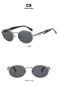 Fashion Elliptical Punk Sunscreen sun glasses Luxury Retro UV Resistant Women's <b>Sunglasses</b> Factory Wholesale Price 2025 - Product Image 5