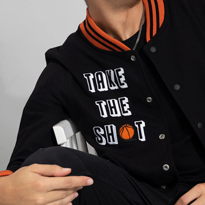 Glowing Neon Industry Men'<b>s</b> Fashion Varsity <b>Jacket</b> Soft Comfortable College Style Stand Collar Front Logo Eco-Friendly - Product Image 4
