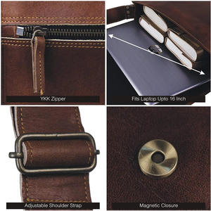 Sac bandoulière élégant en cuir marron pour les voyages et le travail, ajustement confortable, sangle d'épaule réglable, compartiment principal spacieux, emplacement pour téléphone - Product Image 4
