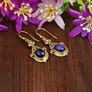 ต่างหูห้อยประดับพลอยสีม่วงโอเซียเตอร์เคลือบทอง 18k เงินแท้ 925 สไตล์วินเทจ งานแฮนด์เมด เครื่องประดับชั้นดี - Product Image 4