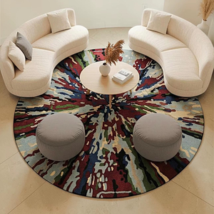 Hand Tufted Low Pile Abstract Wool <b>Rug</b> PET Friendly Non-Slip Eco-Friendly Anti-Bacteria Modern Neutral Beige <b>Thin</b> Latex - Product Image 1