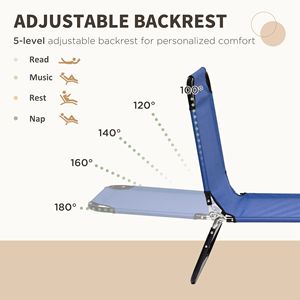 Set di 2 Sdraio Pieghevoli da Piscina con Schienale Reclinabile a 5 Livelli, Lettini Prendisole da Esterno con Telaio in Acciaio per Spiaggia e Giardino - Product Image 4