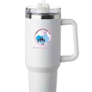 Mug de voyage personnalisé en acier inoxydable 40oz, gobelet isotherme avec poignée, logo Jack and Jill Martha's Vineyard, tasses isolées sous vide - Product Image 4