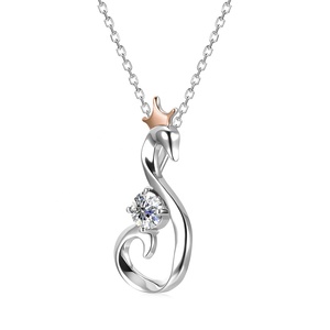 Nouveau collier pendentif <span class=keywords><strong>Le</strong></span> Swan en argent sterling 925 serti de diamants en moissanite éblouissants pour femmes, bijoux Destiny - Product Image 4