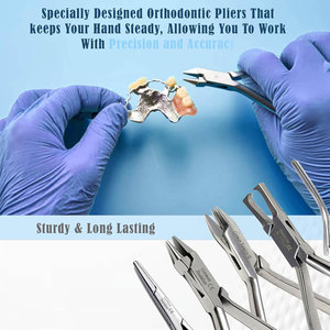 Lot de 5 pinces orthodontiques dentaires en acier inoxydable, manuelles, certifiées CE, pour le retrait de brackets, à 3 griffes, type bec d'oiseau Mathieu - Product Image 5