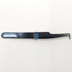 Pince à épiler Gray Rocks noire à long bec, épaisse, pour cils, 10 mm, en acier inoxydable, avec poignée antidérapante et antistatique - Product Image 2