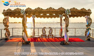 Mandap elegante para bodas tradicionales Gujarati, escenario Mandapam de fibra para Bodas de interior, tema del Palacio de bodas indio Mandap UK - Product Image 6