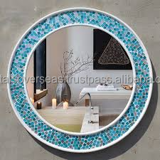 Miroir mural décoratif en verre mosaïque et bois pour salon, chambre et couloir - Product Image 4