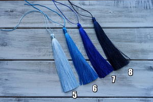 Pompon en soie de qualité supérieure, 24 couleurs, grand modèle de 15 cm, pour la décoration de Mala, les rideaux intérieurs et les vêtements, avec fils de fixation inclus - Product Image 3