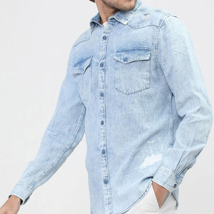 Camisa de Mezclilla para Hombre, Casual, 100% Algodón, Transpirable, de Secado Rápido, Suave, Manga Larga, Cierre de Botones, Cómoda, para Uso Diario - Product Image 1