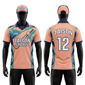 เสื้อคริกเก็ตผู้ชายพรีเมียม 160 GSM โพลีเอสเตอร์อินเตอร์ล็อค สีเขียวมะกอก ดีไซน์แผงตัดต่อ ระบายอากาศได้ดี พร้อมโลโก้แบบซับลิเมชั่นตามสั่ง - Product Image 5