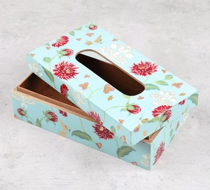 Handcrafted Natural Wooden & MDF printed Tissue Box Stylish <b>Smart</b> Tissue & Napkin Box Best Convenient Home Decor Flowers Pattern - Product Image 3