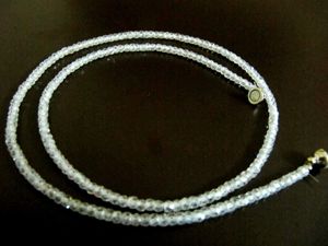 Collier en zircone cubique de couleur blanche, facettes rondes, 3 mm, perles, fermoir magnétique - Product Image 2