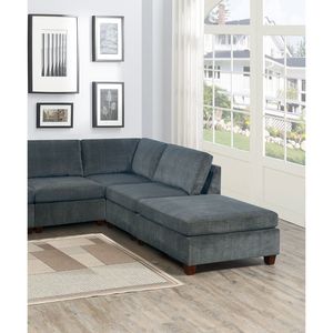 Moderno 7 pz grigio ciniglia U-sezionale modulare 2x angolo cuneo 3x poltrone senza braccia 2x Ottoman compensato 7 pz Set soggiorno divani - Product Image 4