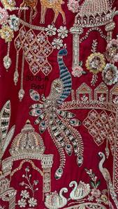 Conjunto de lehenga de seda premium para bodas con cuentas, motivos de color, hilos múltiples, dori, lentejuelas y trabajo manual. Proveedor mundial. - Product Image 2