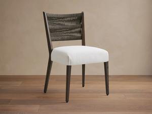 Chaise de salle à manger moderne en teck massif avec corde tressée à la main et assise en tissu rembourré pour un mobilier élégant de restaurant et de café - Product Image 5