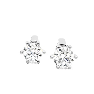Élégantes boucles d'oreilles clous rondes 1 carat chacune en or massif 14K avec diamants de laboratoire IGI pour femme – Bijoux de mode au look moderne - Product Image 2