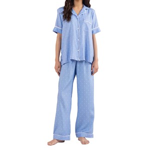 Robe de nuit pour femme en jersey de coton imprimé floral, logo personnalisé, respirante, écologique, séchage rapide, taille élastique sur le devant - Product Image 2