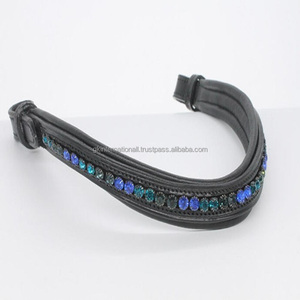 Banda de cuero para cejas de caballo de la mejor calidad, forma de onda, 12mm, cristal grande, oro rosa, color topacio ahumado, banda para cejas ostentosa - Product Image 4